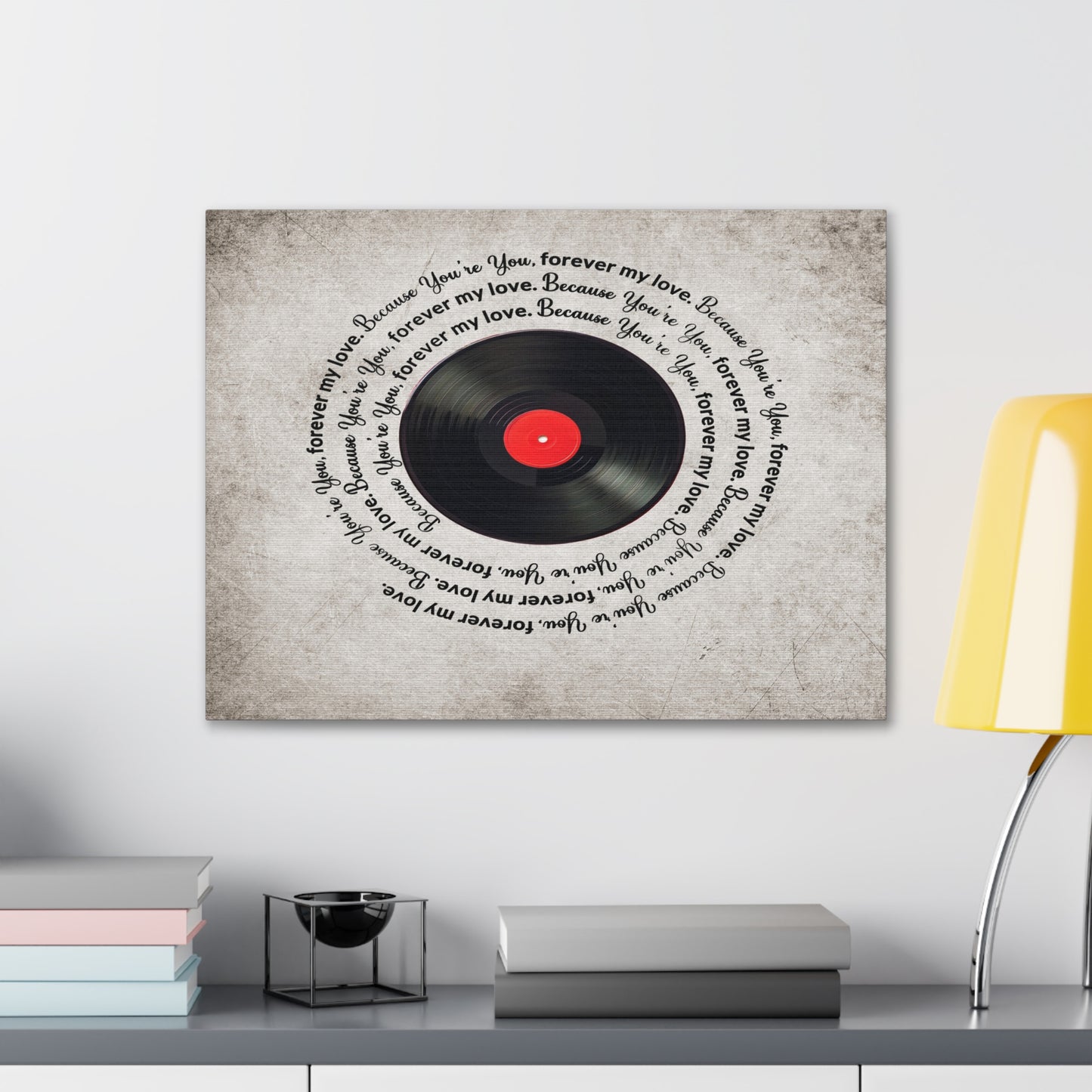 To My Wife Forever My Love Vinyl Record Canvas Wall Art – Perfect Gift for Music Lovers & Soulmates