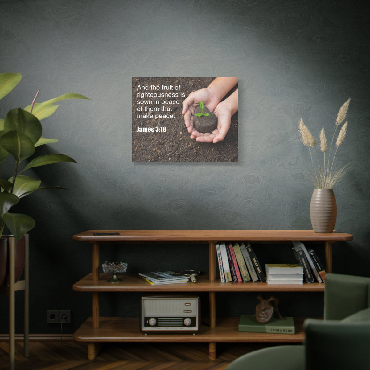 Scripture Canvas Fruit of Righteousness James 3:18 Christian Wall Art Bible Verse Print Ready to Hang