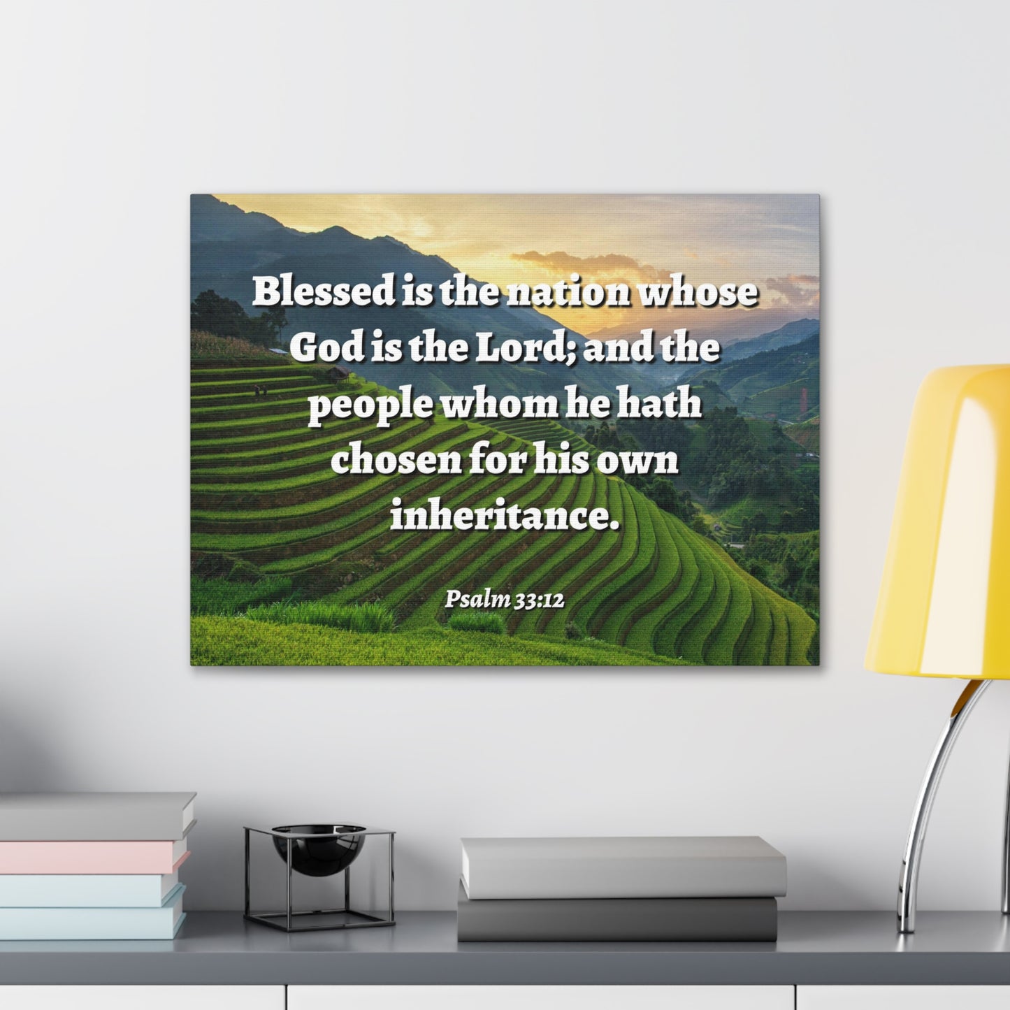 Blessed Is The Nation Psalm 33:12 Bible Verse Canvas Christian Wall Art Ready to Hang