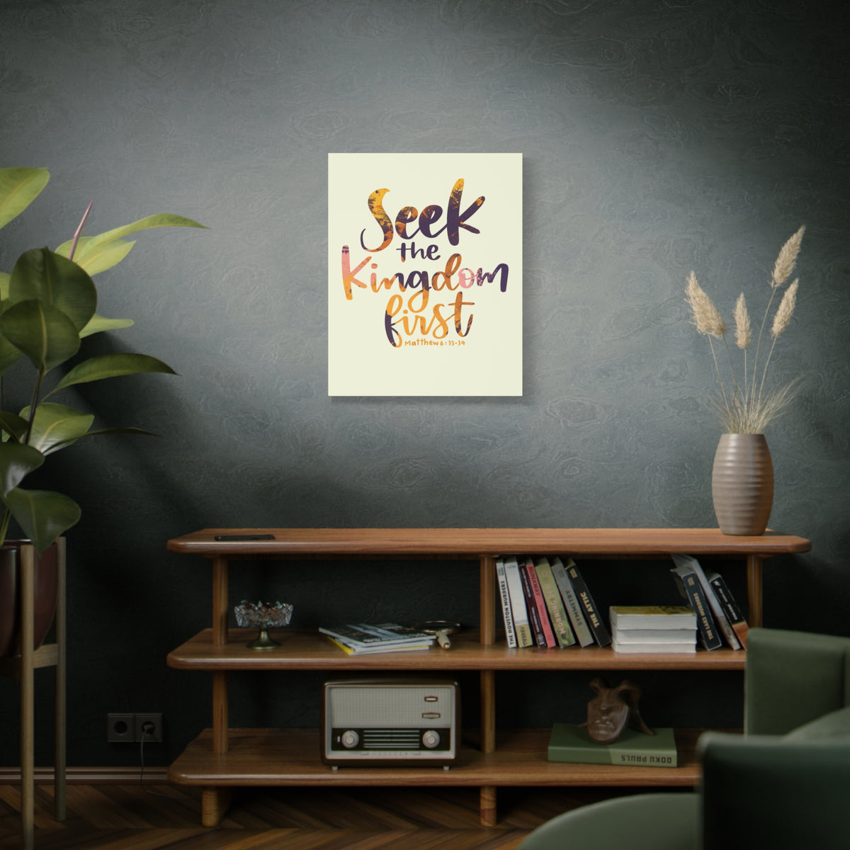 Scripture Canvas Seek The Kingdom First Matthew 6:33-34 Wall Art Bible Verse Print Ready to Hang