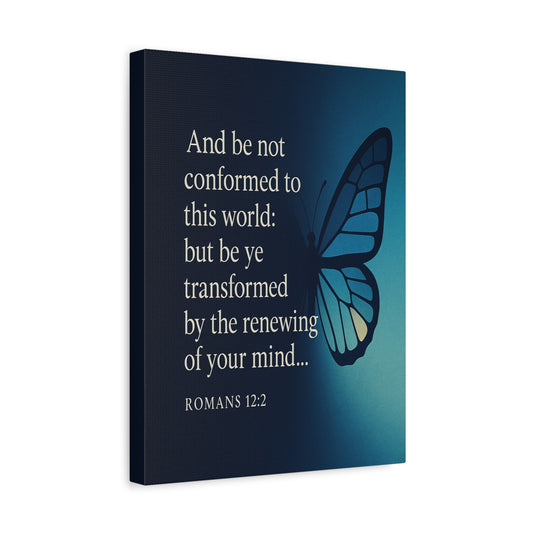 Bible Verse Canvas Romans 12:2 Christian Home Décor Wall Art Scripture Ready to Hang Faith Print