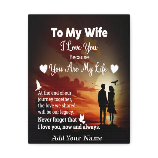 Personalized To My Wife Sunset Romance Canvas Wall Art - Heartfelt Gift of Love & Legacy
