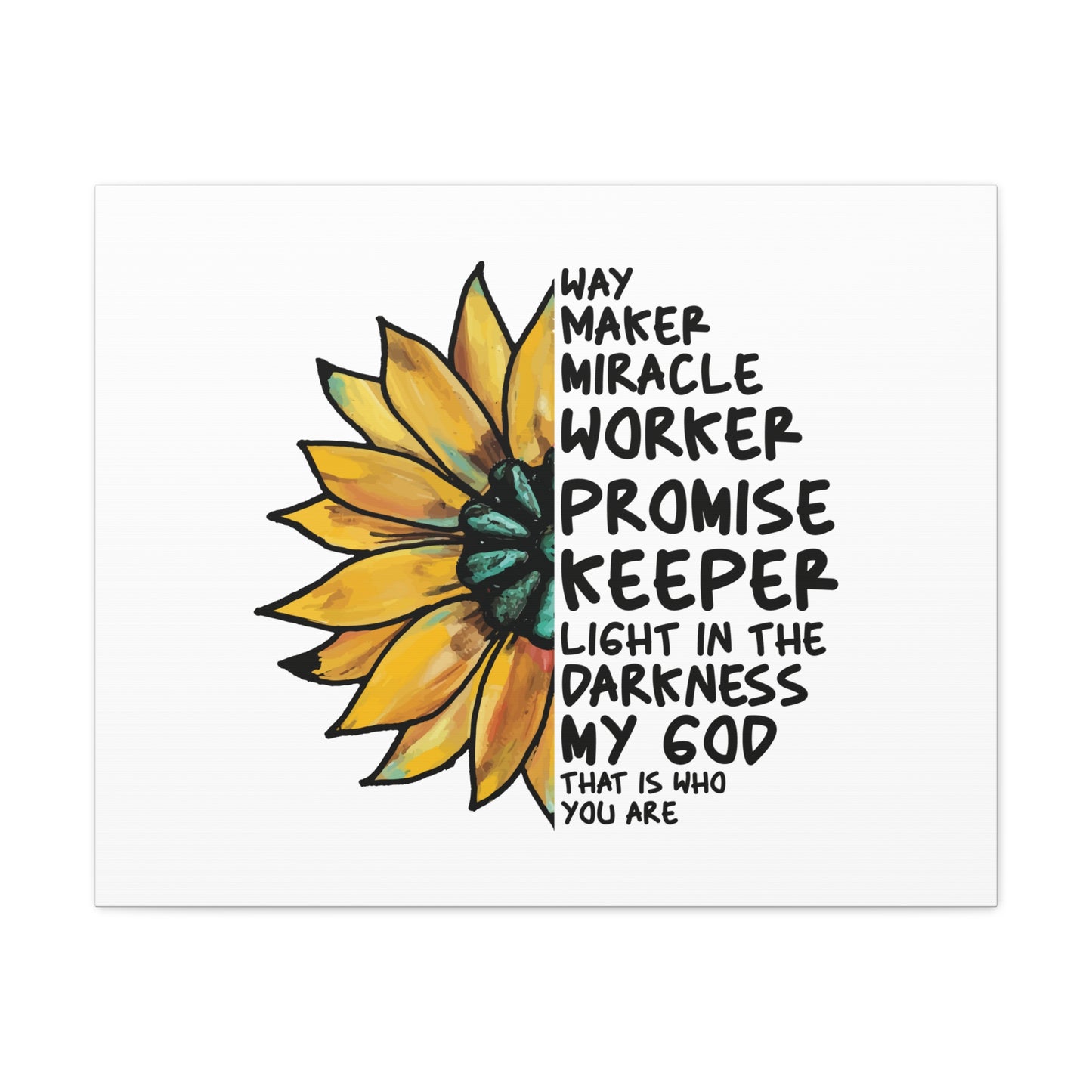 Way Maker, Miracle Worker 1 John 1:5 Yellow Flower Christian Wall Art Bible Verse Print Ready to Hang