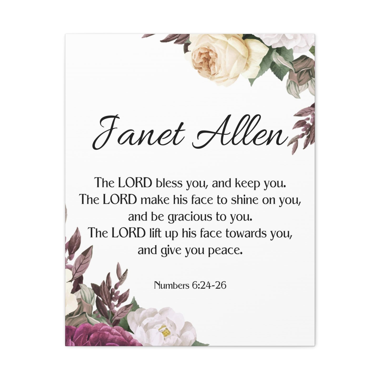 Personalized Numbers 6:24-26 Bible Chapter Canvas Christian Wall Art Ready to Hang