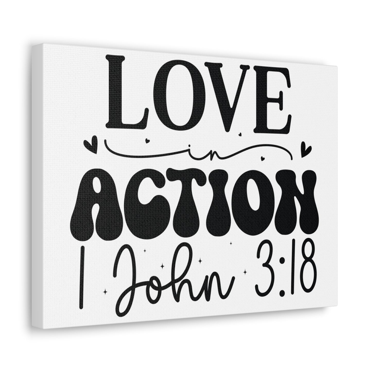 1 John 3:18 His Love in Action Bible Verse Canvas Christian Wall Art Ready to Hang Unframed