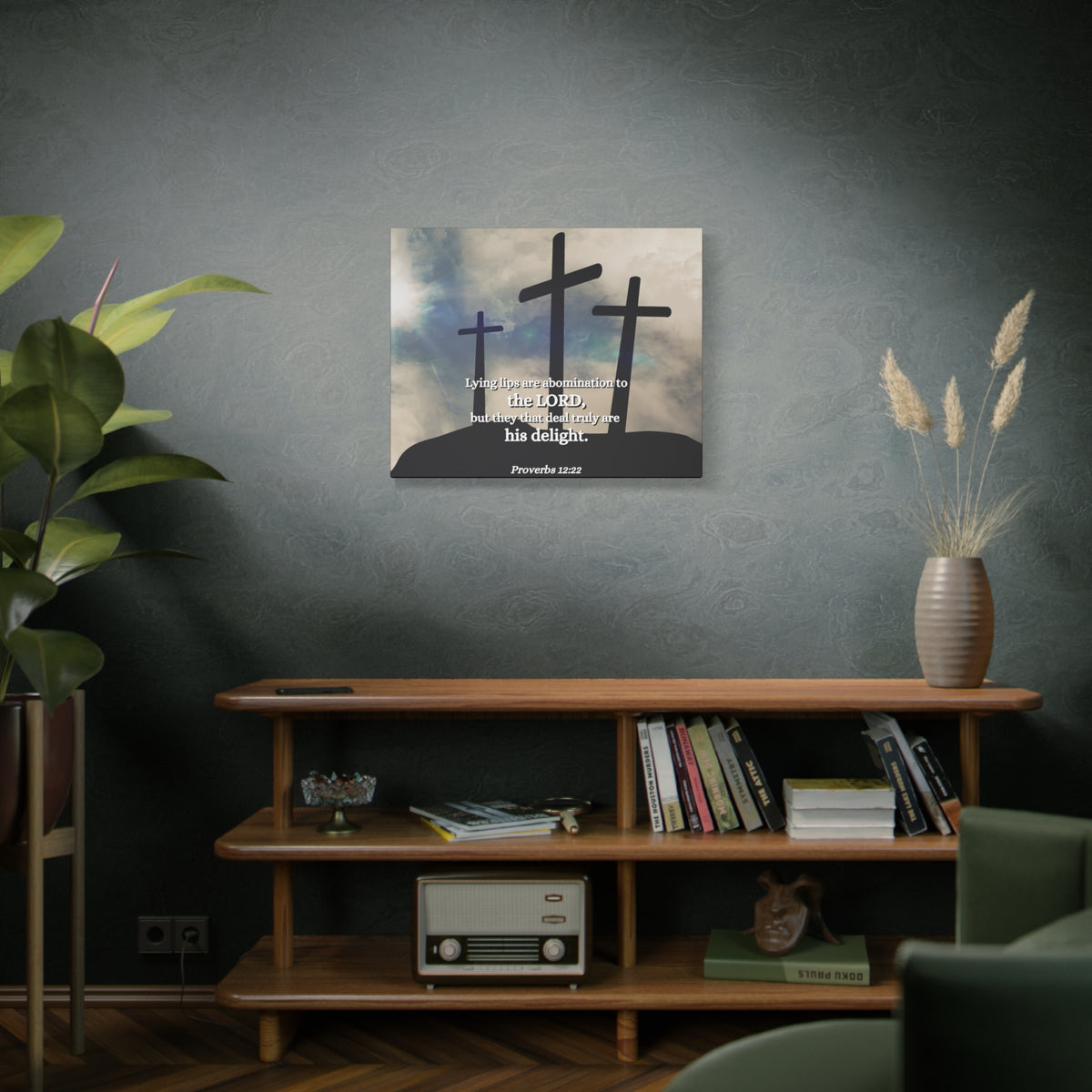 Scripture Canvas Lying Lips Proverbs 12:22 Christian Wall Art Bible Verse Print Ready to Hang