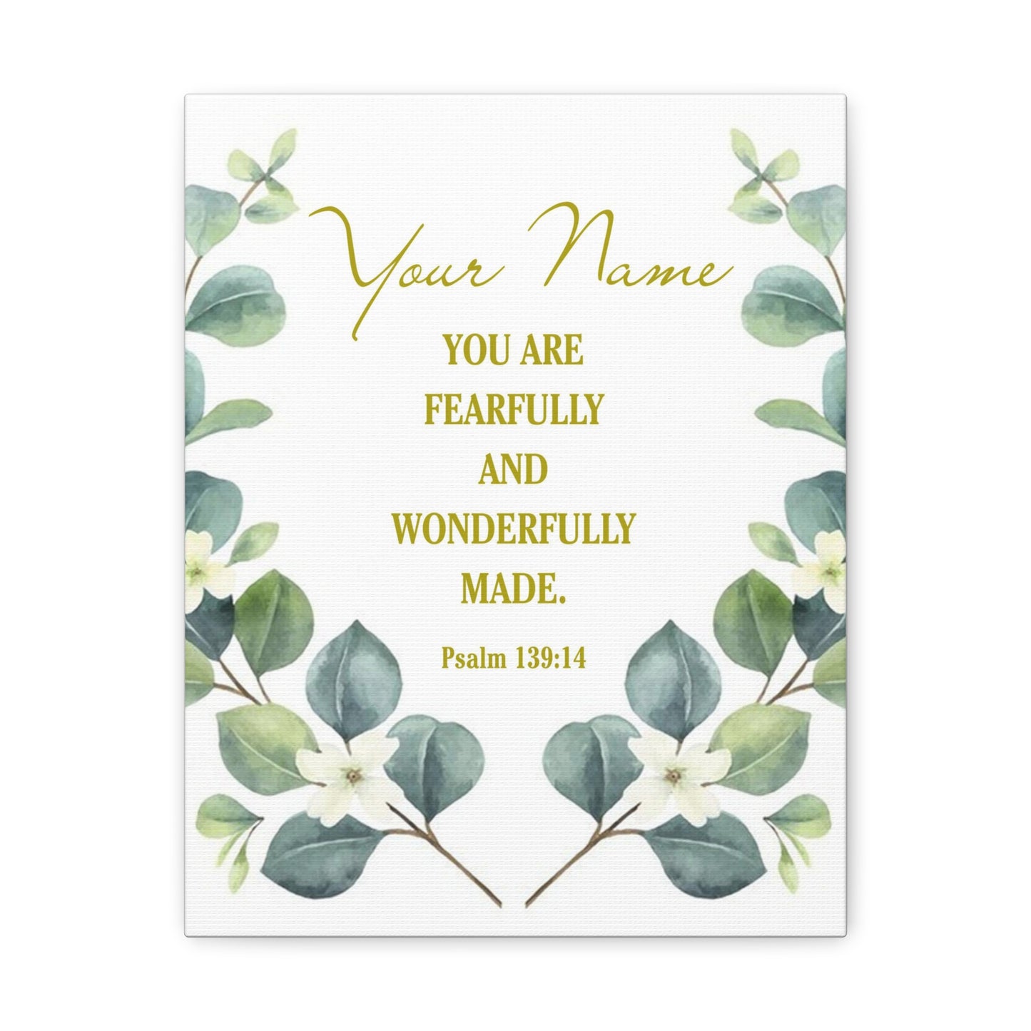 Personalized Psalm 139:14 Bible Verse Canvas Christian Wall Art Ready to Hang