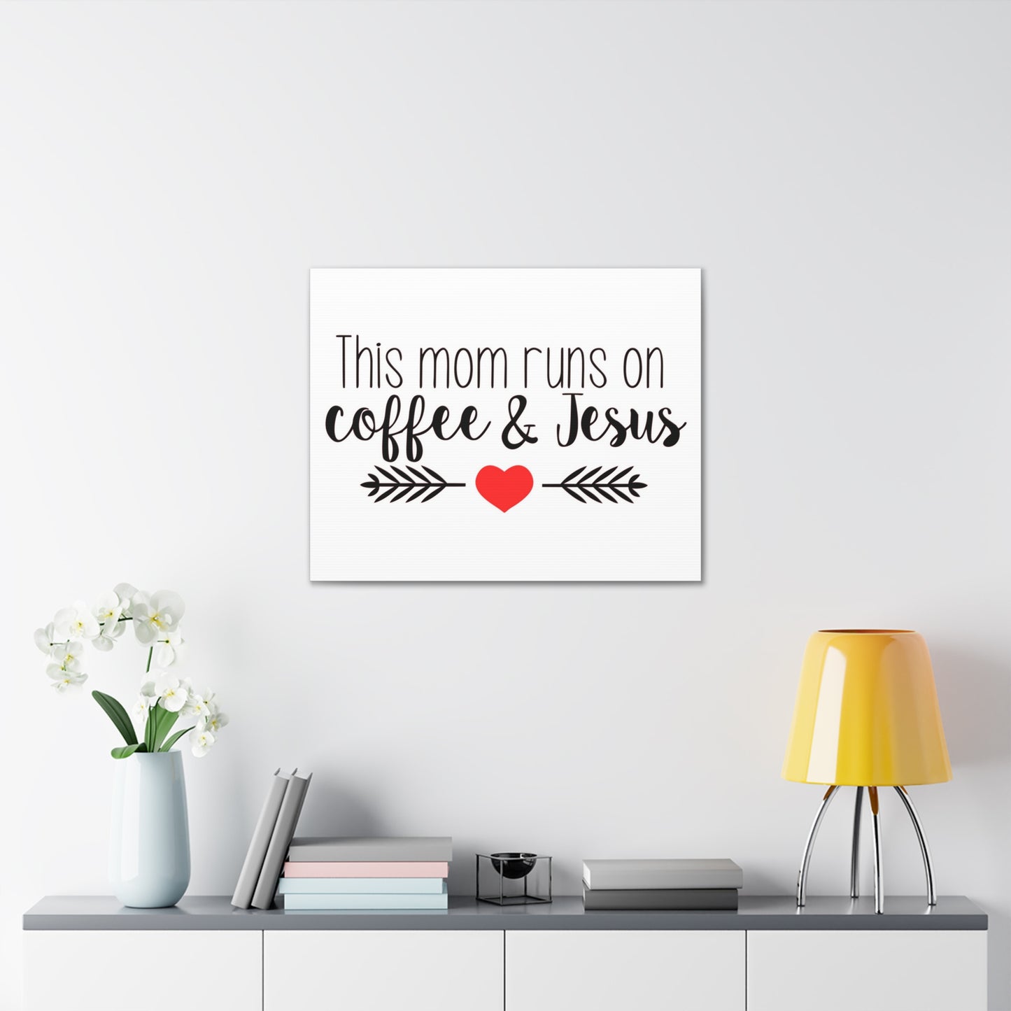 This Mom Runs On Coffee & Jesus Mark 10:27 Coffee Christian Wall Art Print Ready to Hang