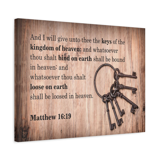 Scripture Canvas Bind on Earth Matthew 16:19 Christian Wall Art Bible Verse Print Ready to Hang