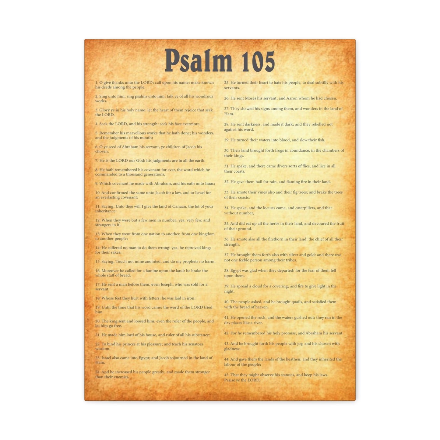 Psalm 105 Gold Bible Chapter Canvas Christian Wall Art Ready to Hang