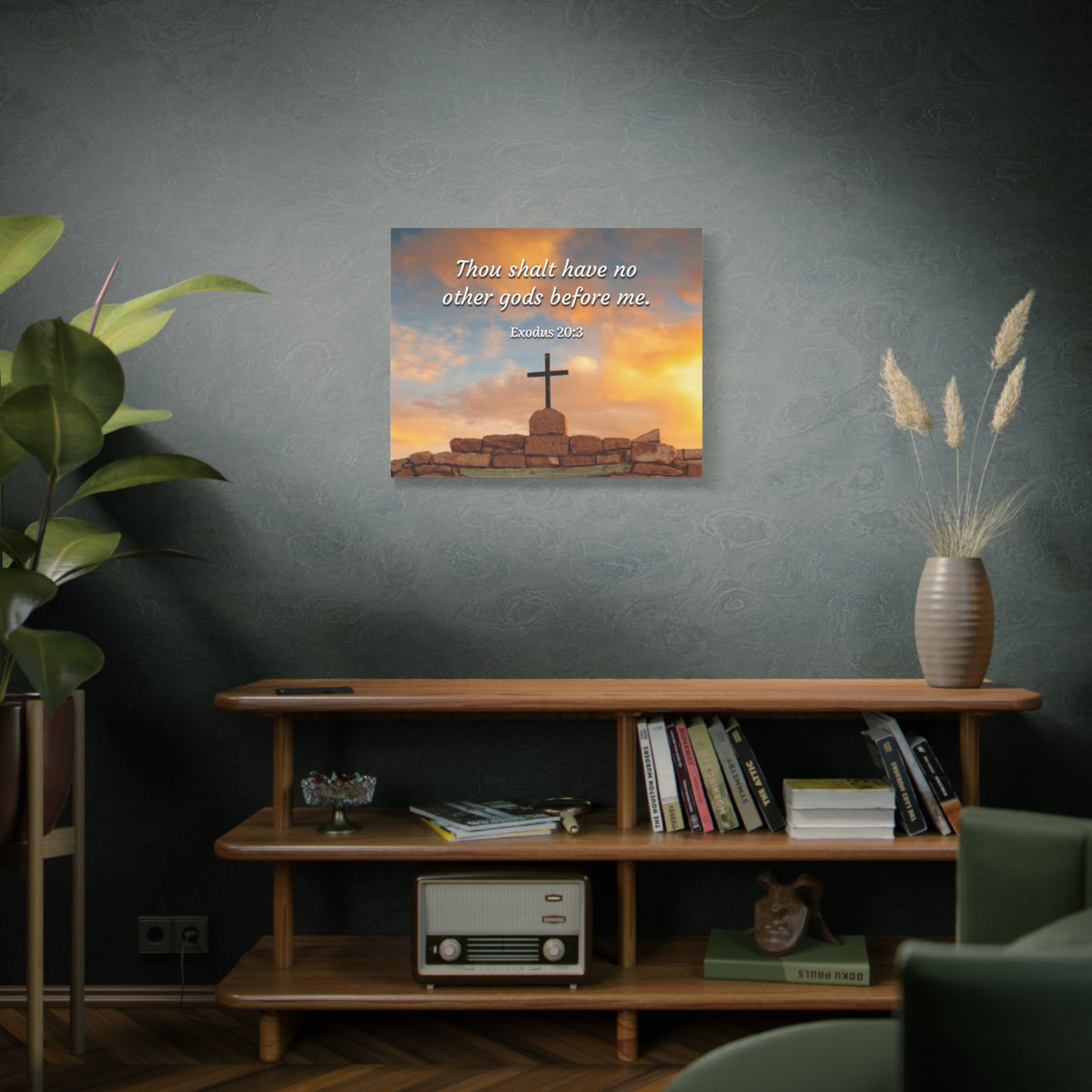 Scripture Canvas No Other Gods Exodus 20:3 Christian Wall Art Bible Verse Print Ready to Hang