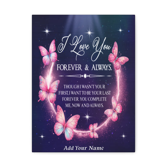 Personalized To My Wife Forever & Always Butterfly Canvas Wall Art – Romantic Gift for Eternal Love
