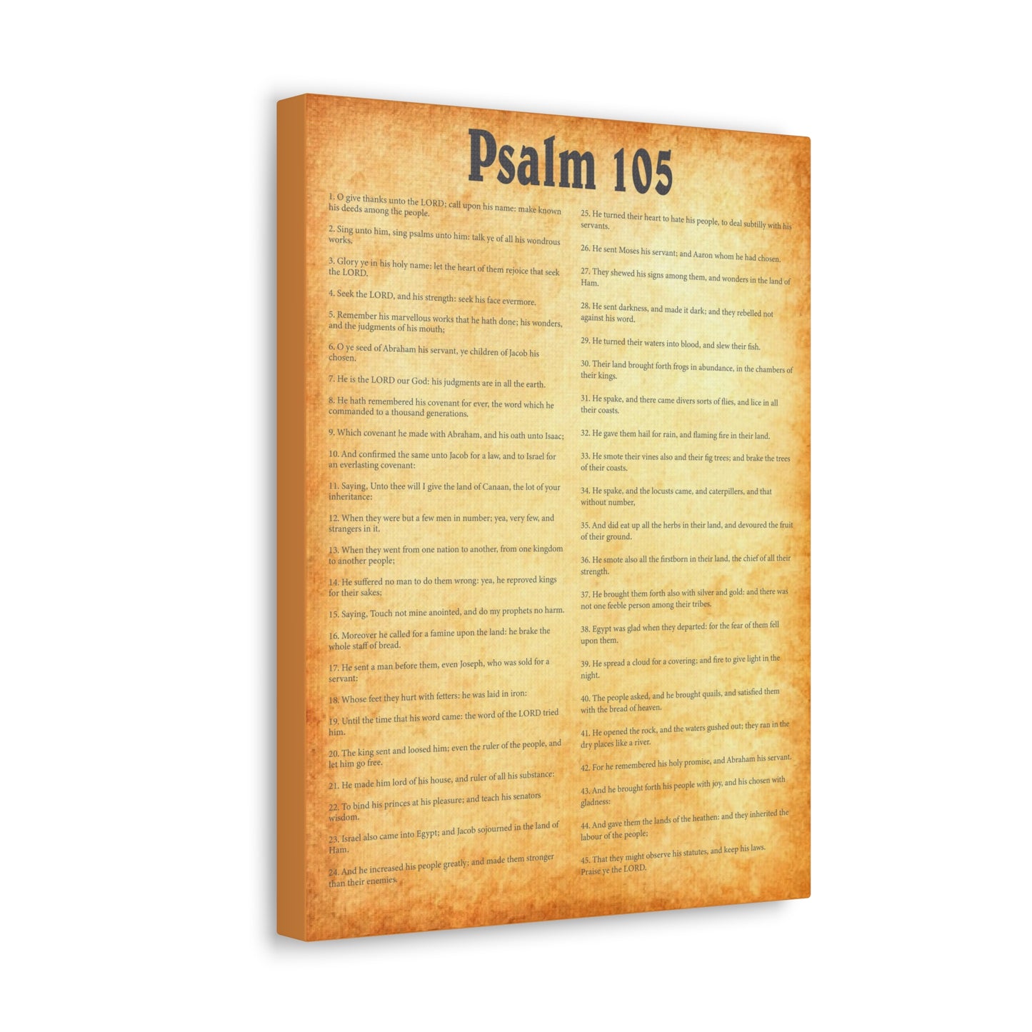 Psalm 105 Gold Bible Chapter Canvas Christian Wall Art Ready to Hang