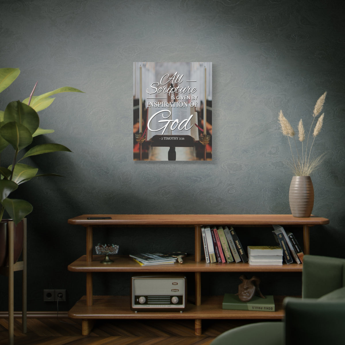 Scripture Canvas All Scripture 2 Timothy 3:16 Christian Wall Art Bible Verse Print Ready to Hang