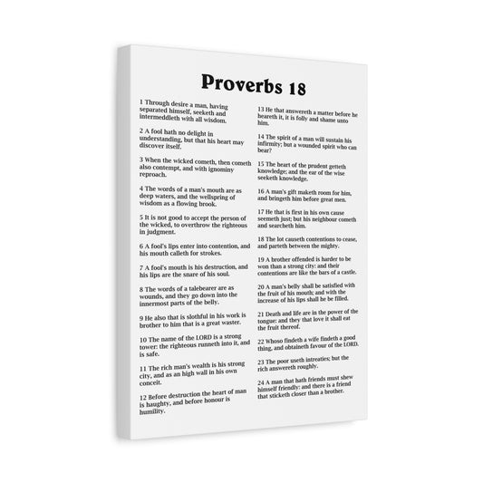 Scripture Walls Proverbs Chapter 18 White Bible Canvas Christian Wall Art Ready to Hang Unframed