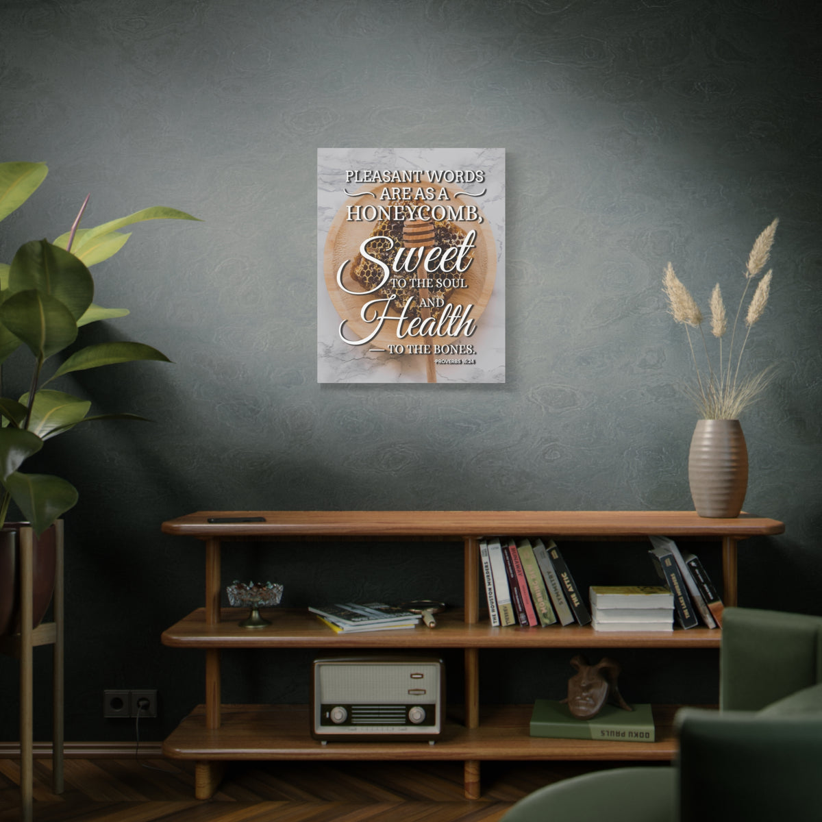 Scripture Canvas Pleasant Words Proverbs 16:24 Christian Wall Art Bible Verse Print Ready to Hang