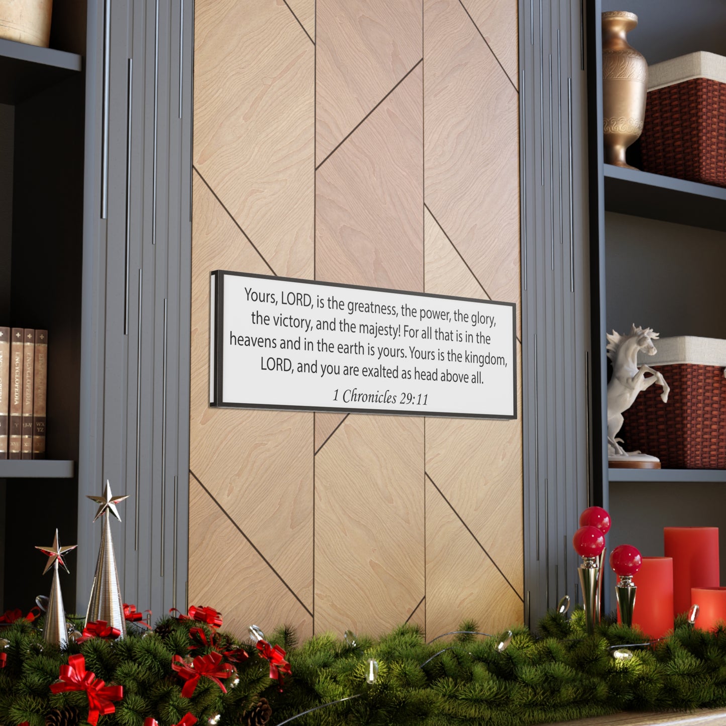 1 Chronicles 29:11 White Bible Verse Canvas Christian Wall Art Ready to Hang Unframed