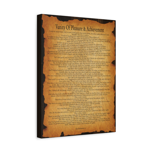 Scripture Walls Vanity Of Pleasure & Achievement Ecclesiastes 2 Gold Brown Bible Verse Canvas Christian Wall Art Ready to Hang