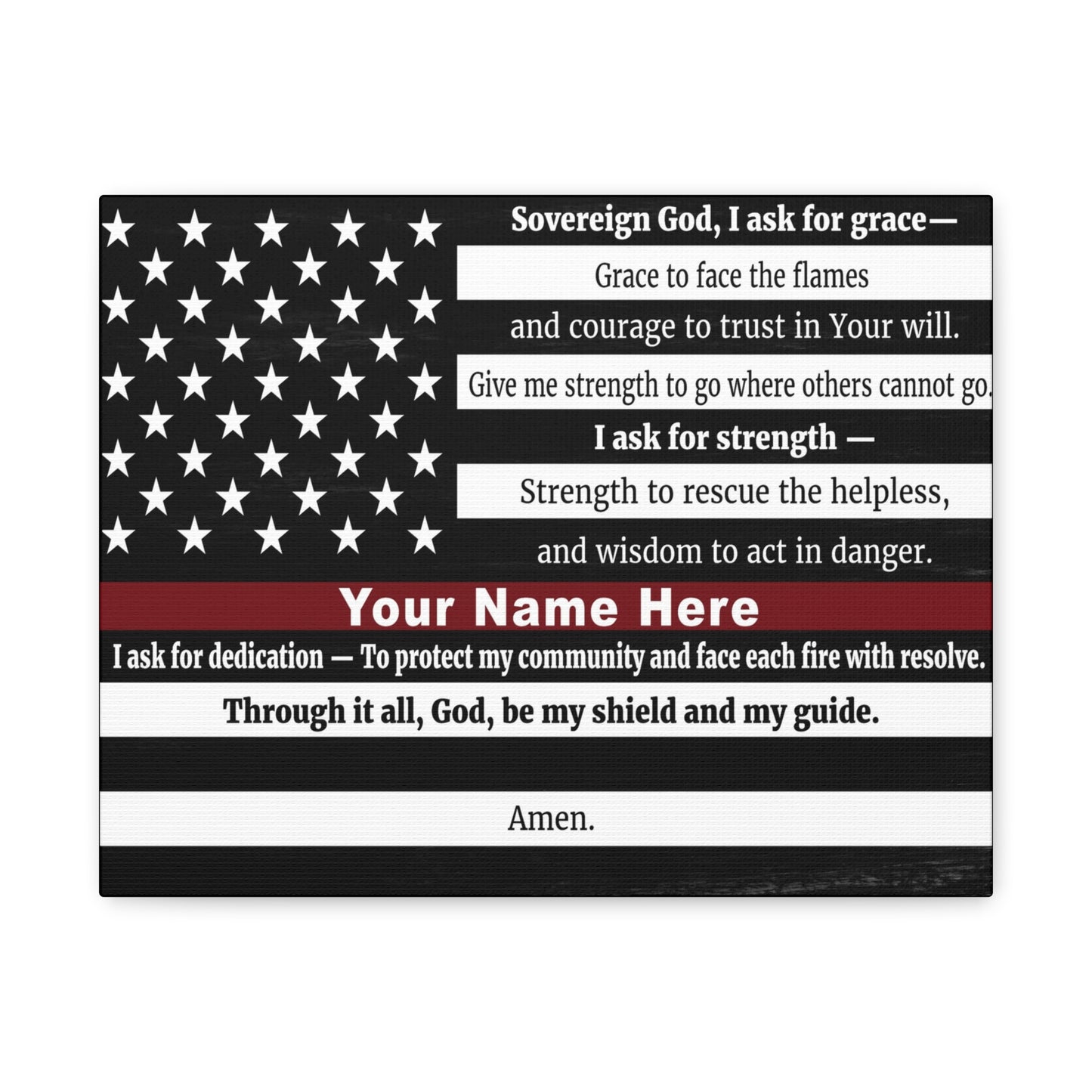 Personalized Firefighter's Prayer Bible Canvas Christian Wall Art Ready to Hang Unframed
