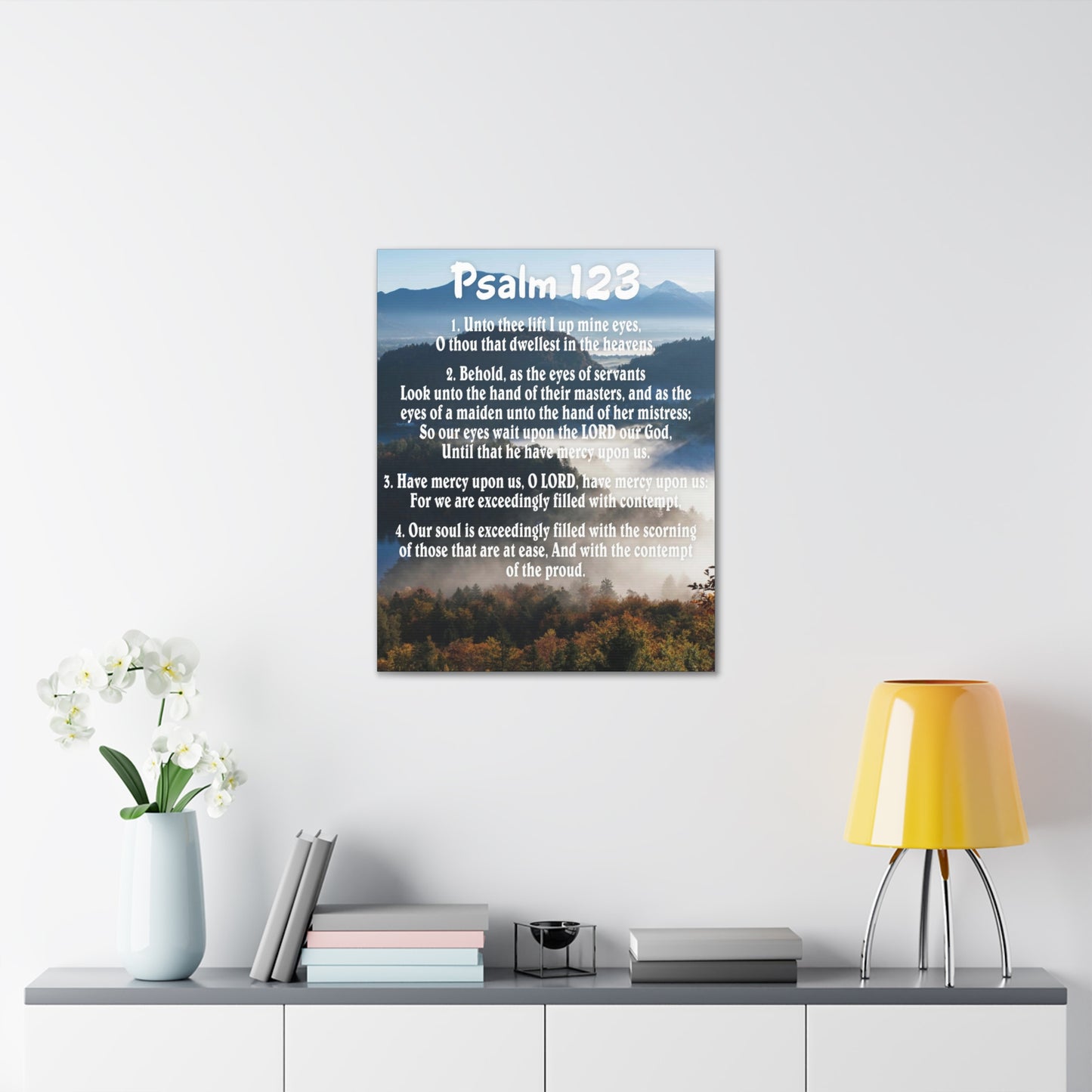 Unto Thee Psalm 123:3 Christian Wall Art Bible Verse Print Ready to Hang