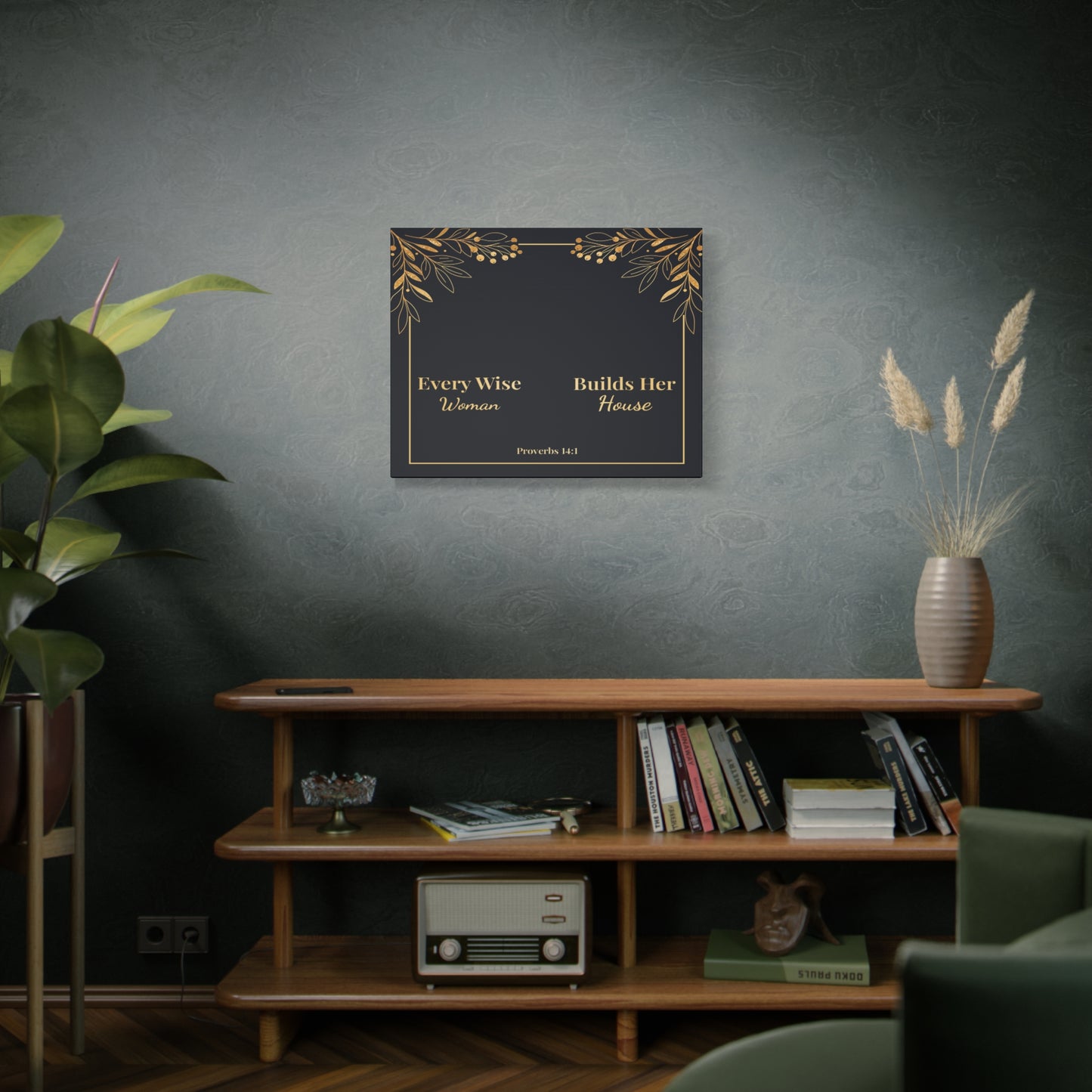 Scripture Walls Proverbs 14:1 Inspirational Wall Art Canvas Bible Verse Canvas Christian Wall Art Ready to Hang Unframed