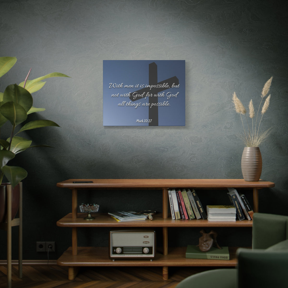 Scripture Canvas Possible Mark 10:27 Christian Wall Art Bible Verse Print Ready to Hang