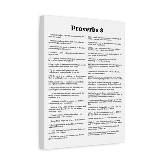 Scripture Walls Proverbs Chapter 8 White Bible Canvas Christian Wall Art Ready to Hang Unframed
