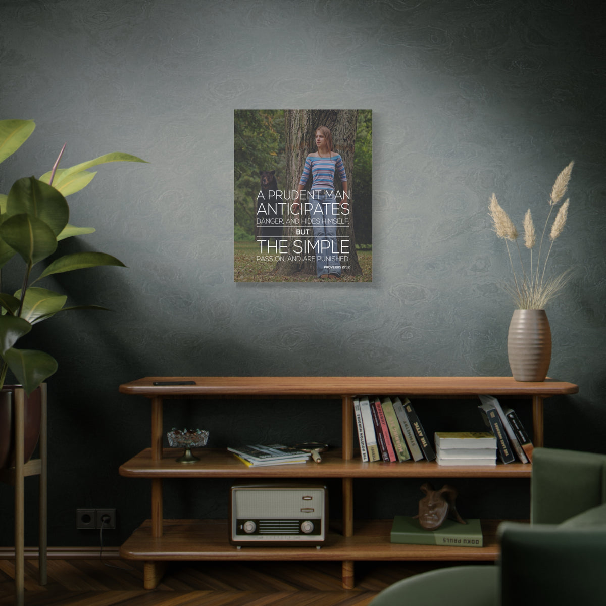 Scripture Canvas A Prudent Man Bear Proverbs 27:12 Christian Wall Art Bible Verse Print Ready to Hang