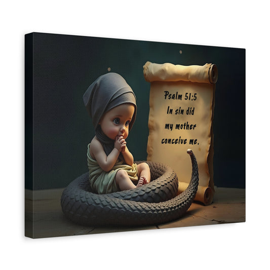 Scripture Walls Psalm 51:5 Viper in a Diaper Bible Verse Canvas Christian Wall Art Ready to Hang Unframed