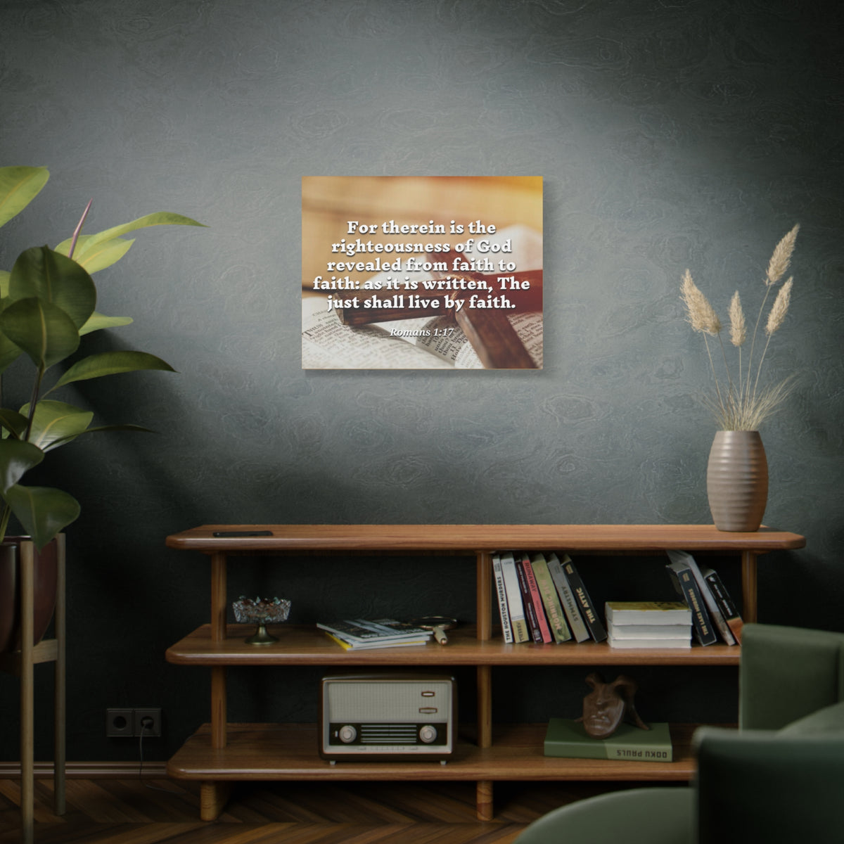 Scripture Canvas Live By Faith Romans 1:17 Christian Wall Art Bible Verse Print Ready to Hang