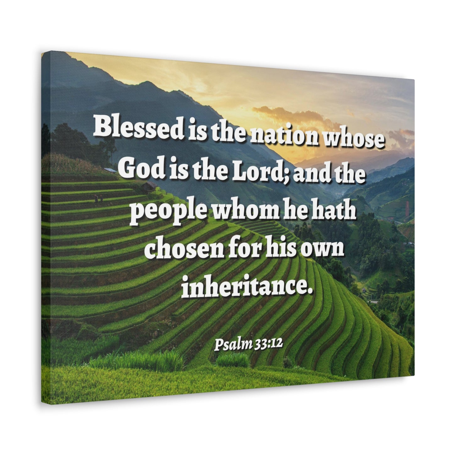 Blessed Is The Nation Psalm 33:12 Bible Verse Canvas Christian Wall Art Ready to Hang