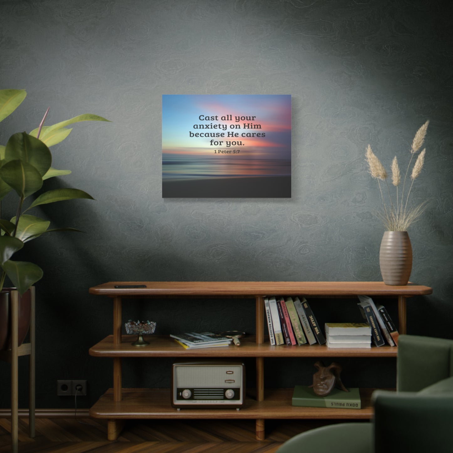Scripture Walls He Cares For You 1 Peter 5:7 Bible Verse Canvas Christian Wall Art Ready to Hang