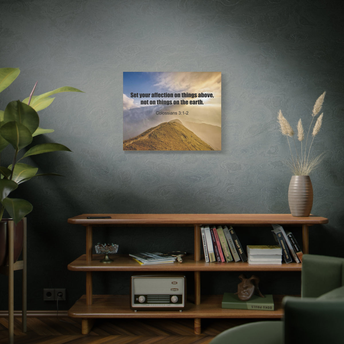 Scripture Canvas Set Your Affection Colossians 3:2 Christian Wall Art Bible Verse Print Ready to Hang