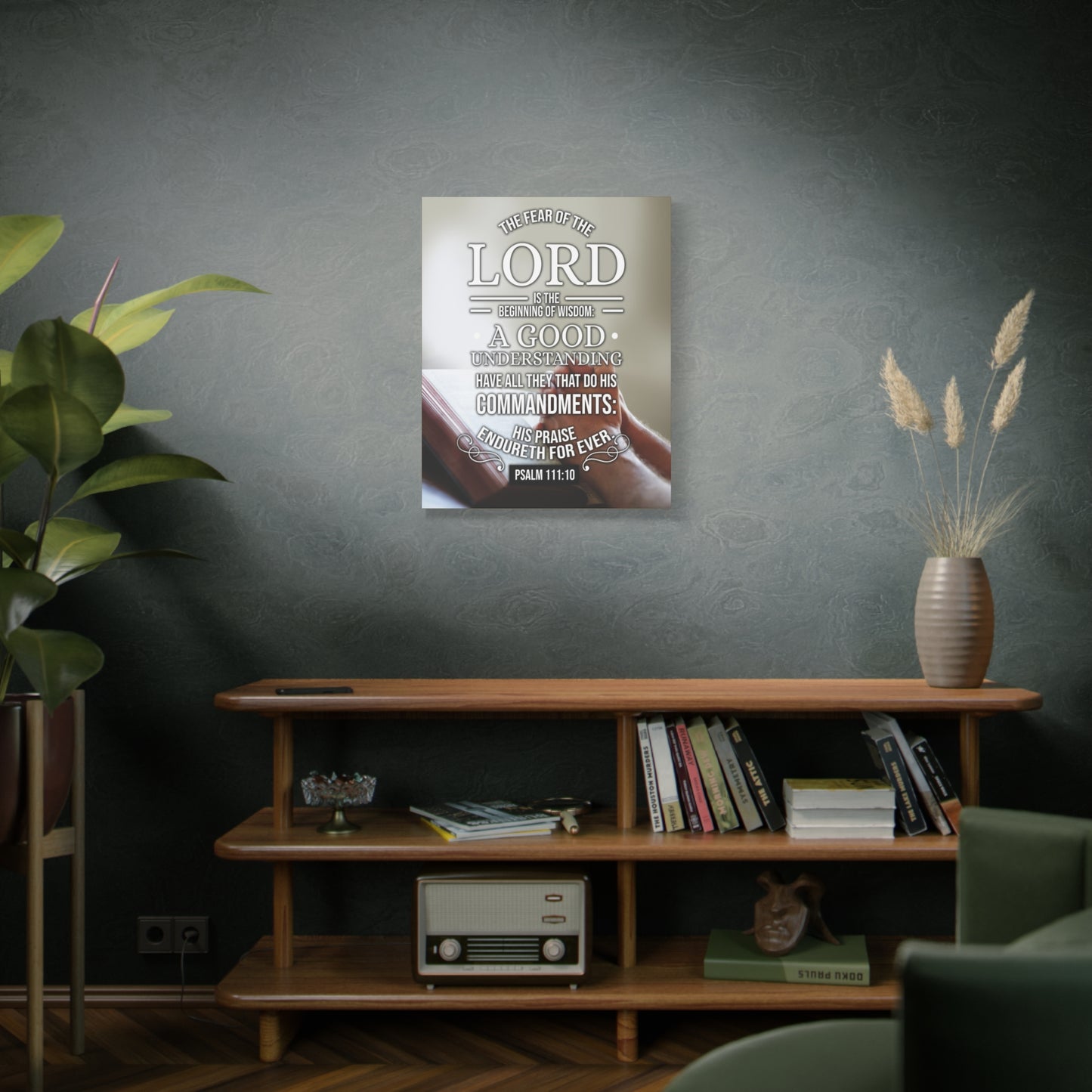 Scripture Canvas The Fear of The Lord Psalm 111:10 Christian Wall Art Bible Verse Print Ready to Hang