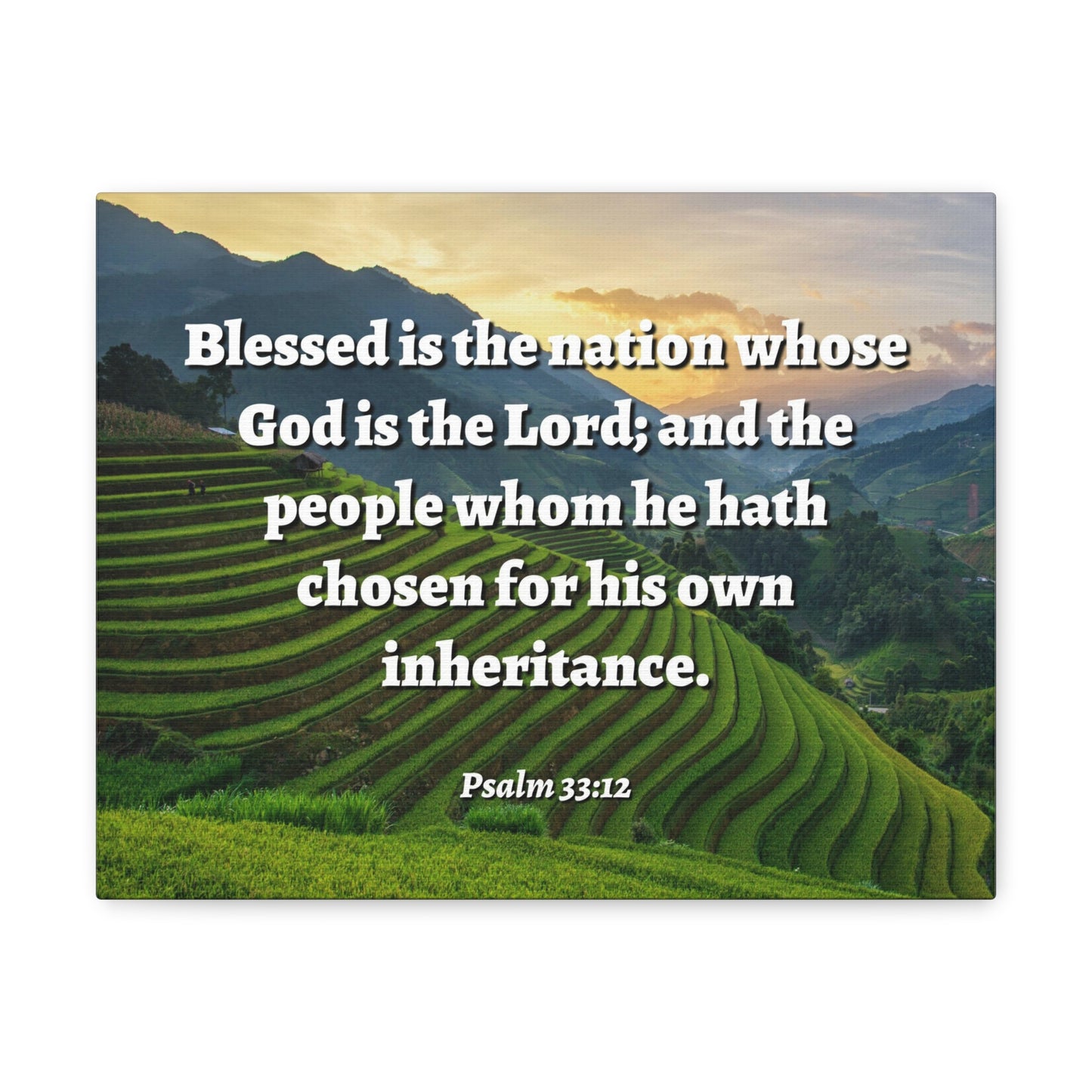 Blessed Is The Nation Psalm 33:12 Bible Verse Canvas Christian Wall Art Ready to Hang