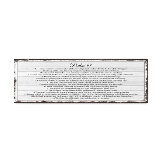 Scripture Walls Psalm 91 English Landscape White Bible Verse Canvas Christian Wall Art Ready to Hang Unframed-Express Your Love Gifts