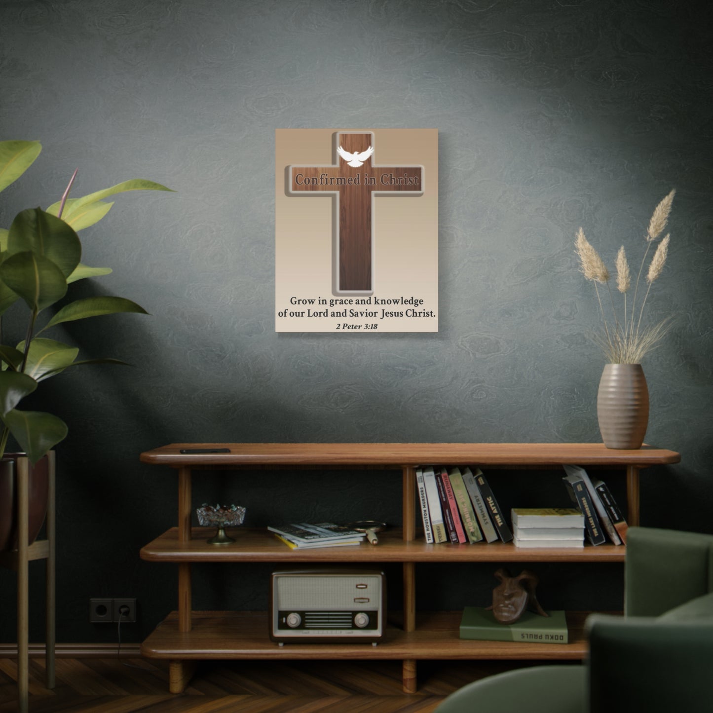 Scripture Walls 2 Peter 3:18 Confirmed in Christ Cross Bible Canvas Christian Wall Art Ready to Hang Unframed