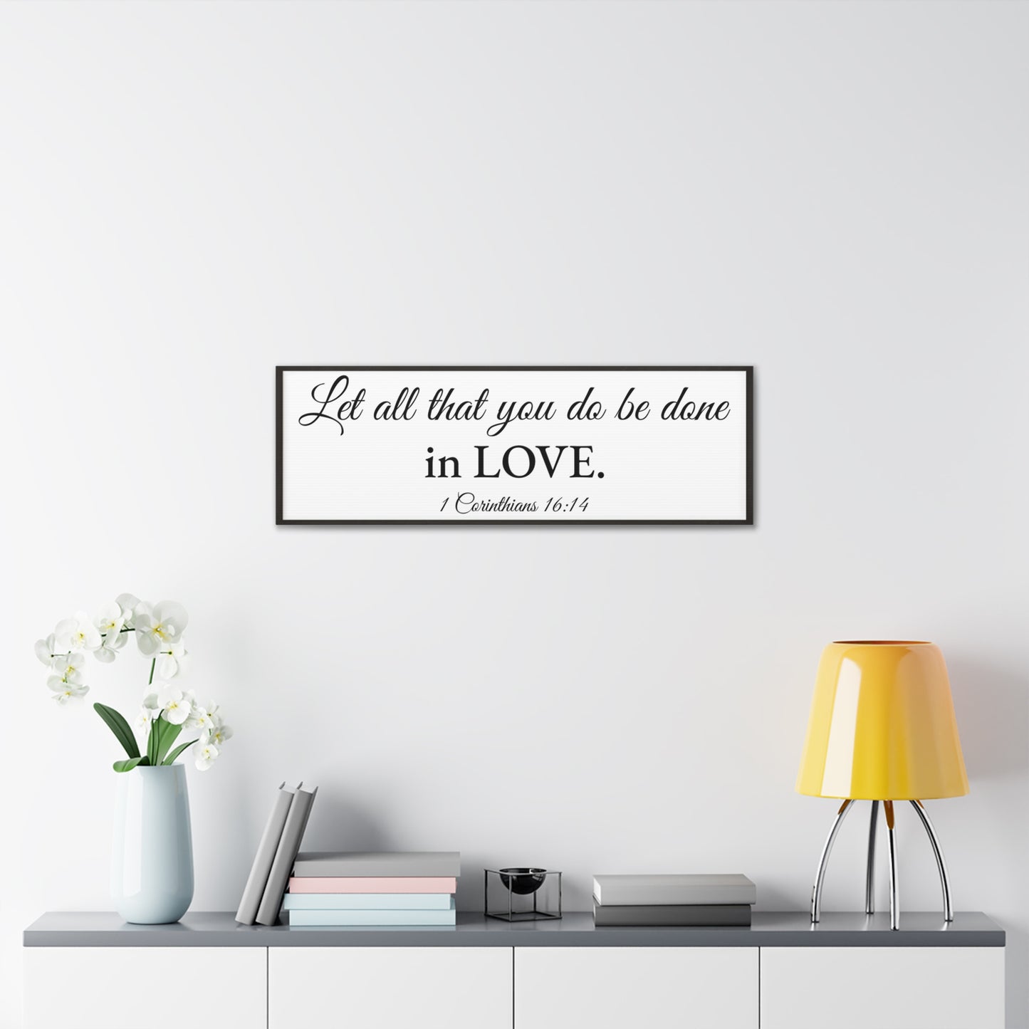 1 Corinthians 16:14 White Bible Verse Canvas Christian Wall Art Ready to Hang Unframed