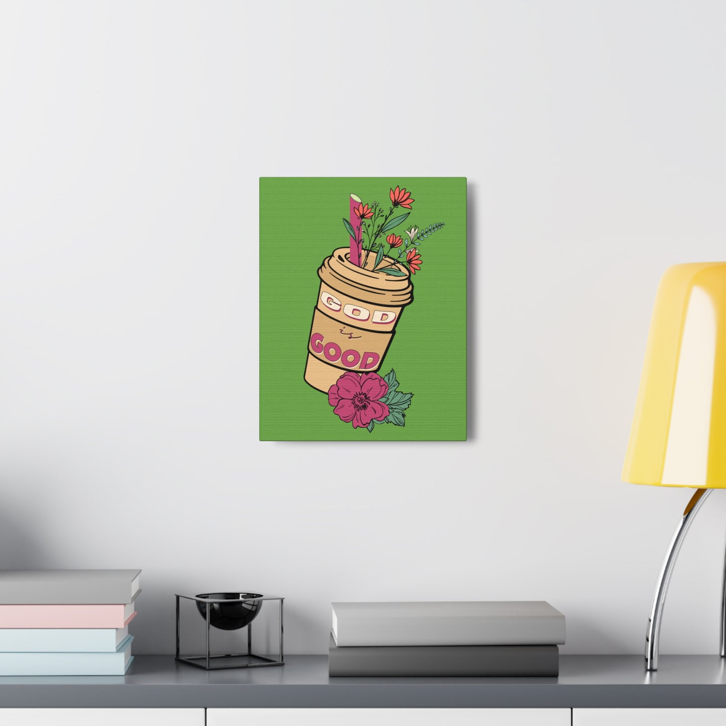God Is Good Psalm 100:5 Flower Cup Christian Wall Art Bible Verse Print Ready to Hang