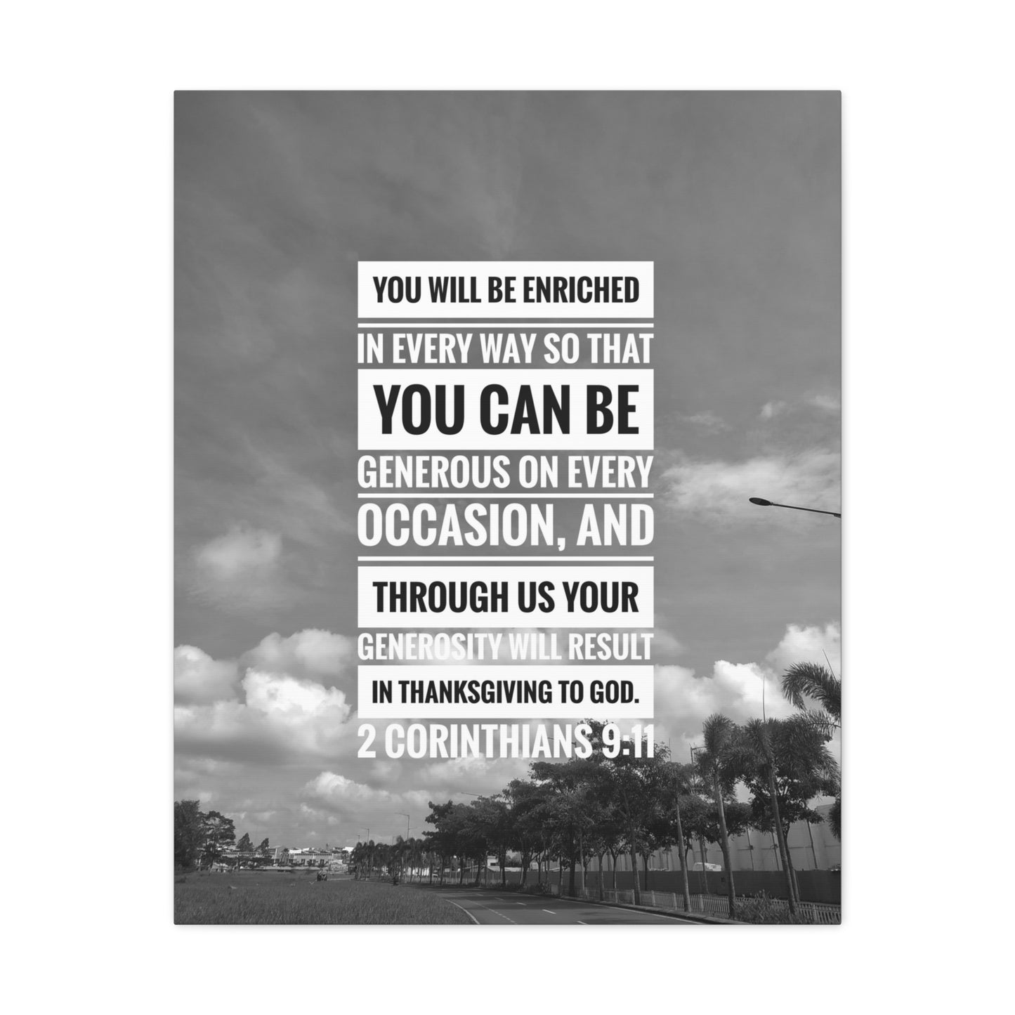 You Will Be Enriched 2 Corinthians 9:11 Christian Wall Art Bible Verse Print Ready to Hang