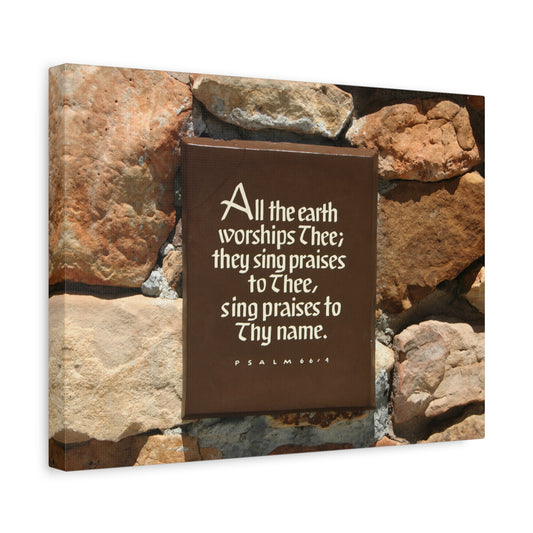 Scripture Walls Worships Thee Psalm 66:4 Bible Verse Canvas Christian Wall Art Ready to Hang