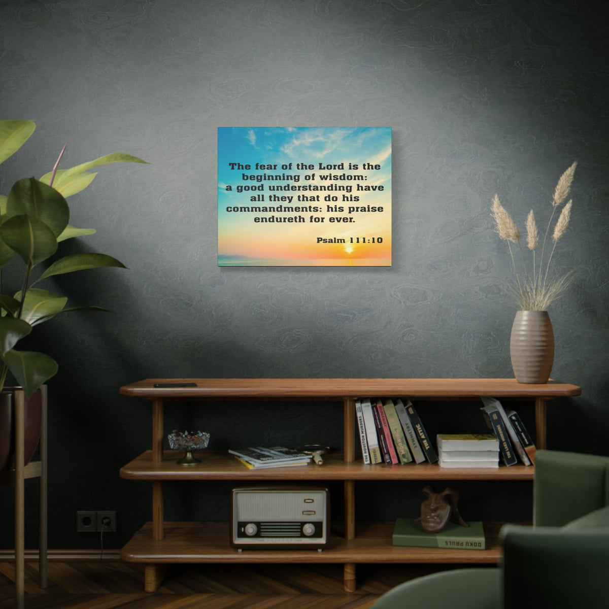 Bible Verse Canvas The Fear of The Lord is The Beginning of Wisdom Psalm 111:10 Christian Home Décor Wall Art Scripture Ready to Hang Faith Print