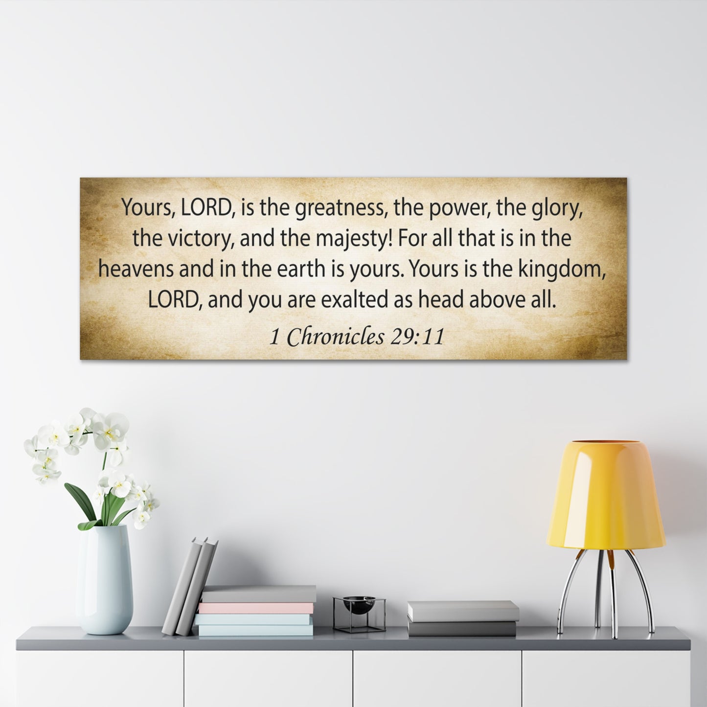 1 Chronicles 29:11 Gold Bible Verse Canvas Christian Wall Art Ready to Hang Unframed