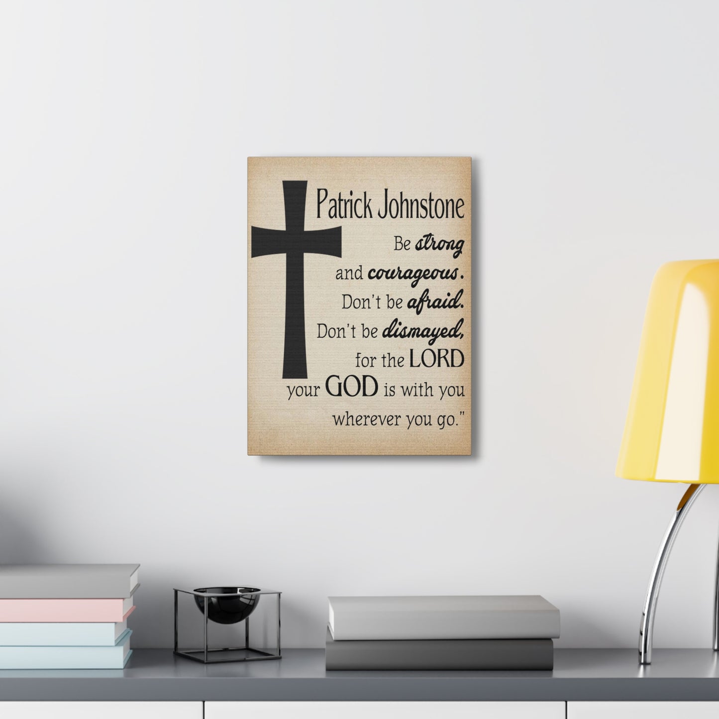 Personalized Joshua 1:9 Cross Bible Chapter Canvas Christian Wall Art Ready to Hang