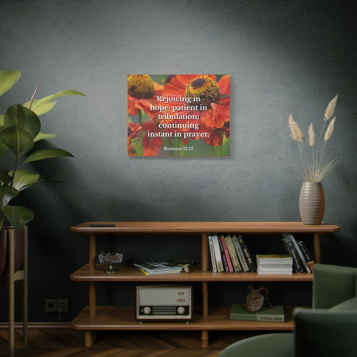 Scripture Canvas Rejoicing In Hope Romans 12:12 Christian Wall Art Bible Verse Print Ready to Hang