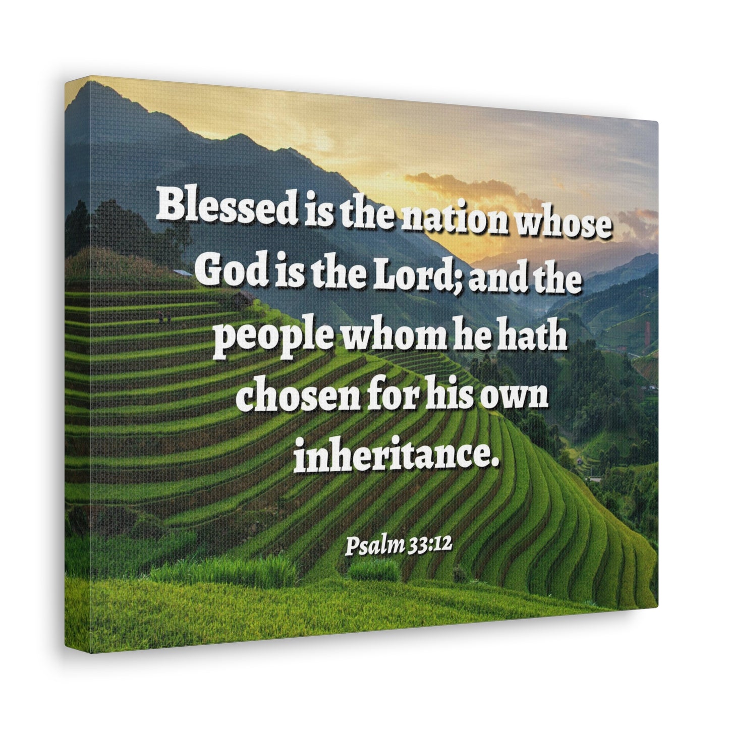 Blessed Is The Nation Psalm 33:12 Bible Verse Canvas Christian Wall Art Ready to Hang