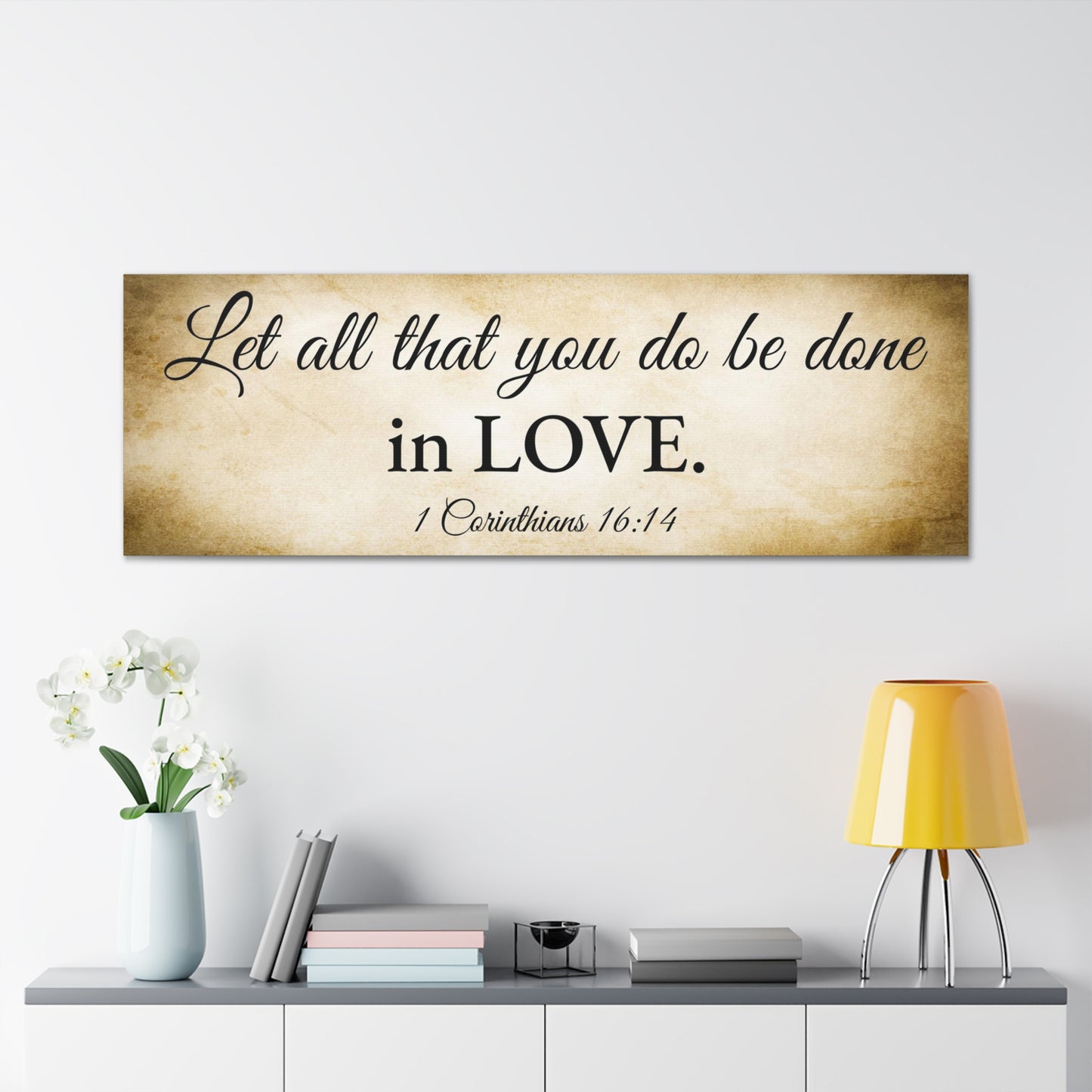 1 Corinthians 16:14 Gold Bible Verse Canvas Christian Wall Art Ready to Hang Unframed
