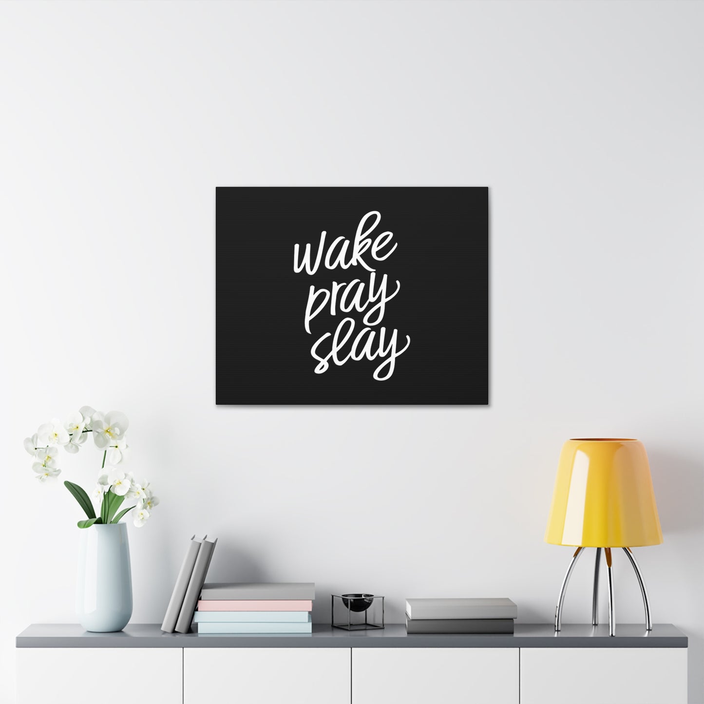 Wake, Pray, Slay Luke 21:36 Black Christian Wall Art Bible Verse Print Ready to Hang