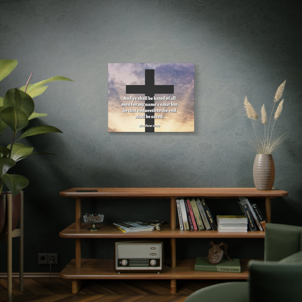 Scripture Canvas To The End Matthew 10:22 Christian Wall Art Bible Verse Print Ready to Hang