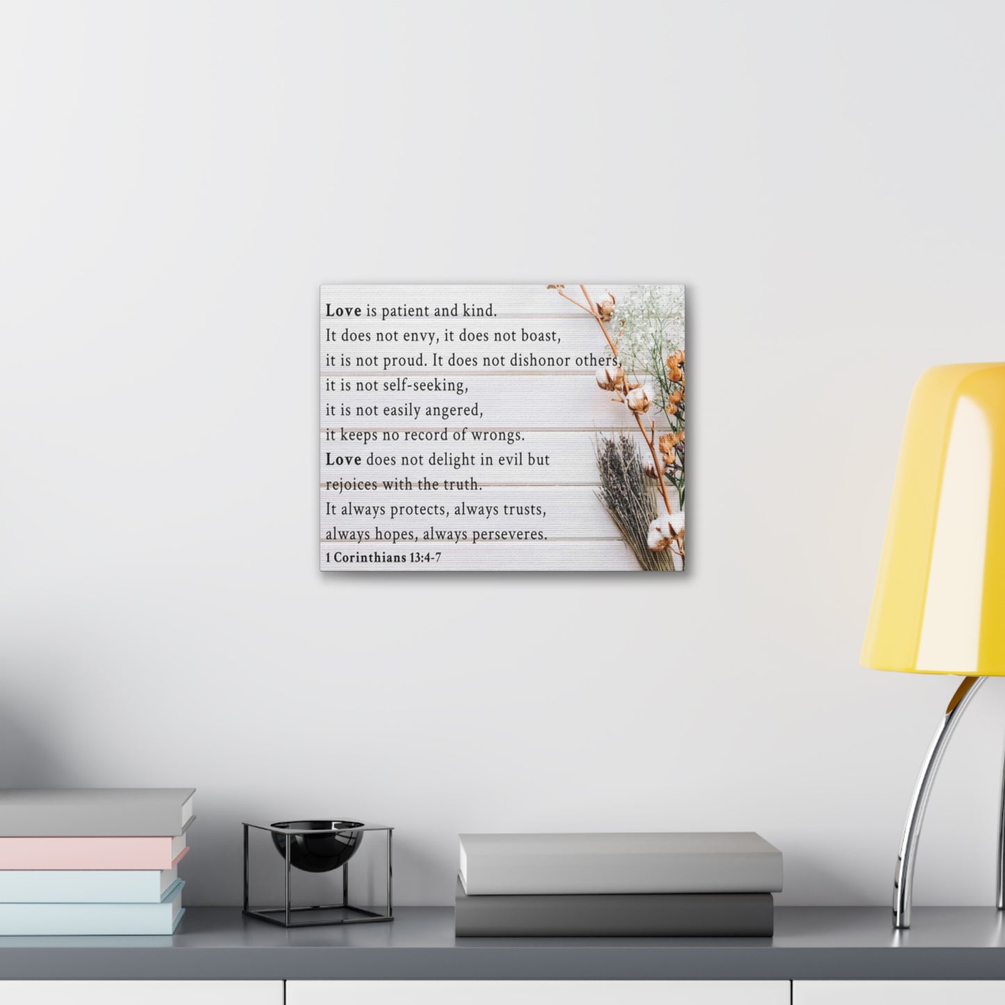 Love is 1 Corinthians 13:4-7 Bible Verse Canvas Christian Wall Art Ready to Hang Unframed